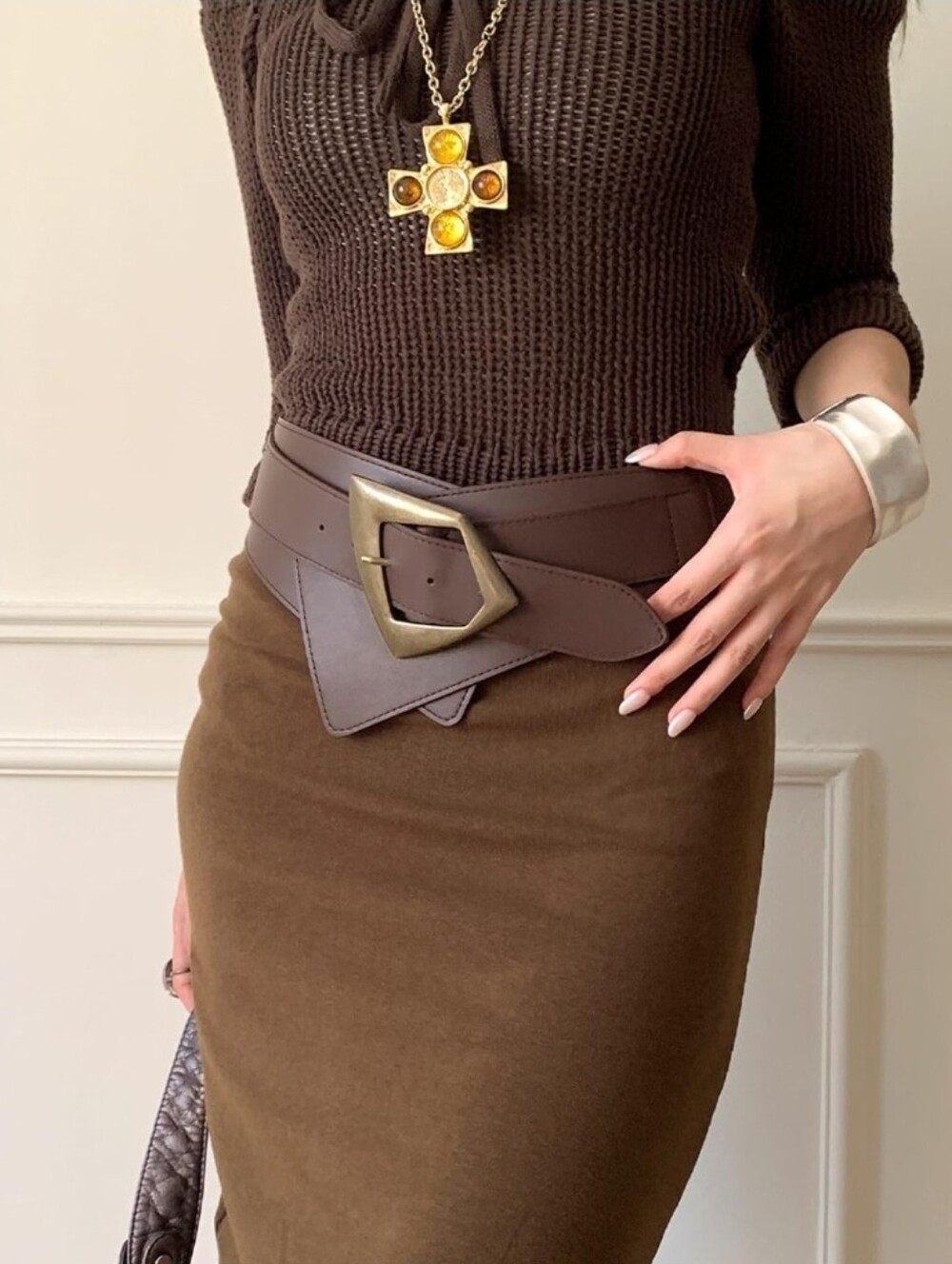 Trends Women's Vintage Wide Waist Pu Leather Elastic Back Retro Belt